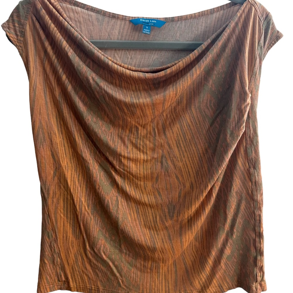 Derek Lam Cowl Neck Top in Small orange with gray